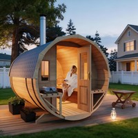 Sauna extérieur moderne en forme de baril, cabane en bois massif de pruche, pod de camping et de jardin, poêle à bois, alimentation électrique, écologique, taille personnalisée
