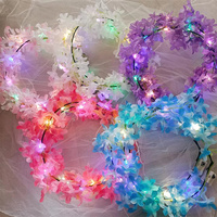 Nouvelles couronnes florales lumineuses LED, serre-têtes lumineux, guirlandes florales, coiffes florales pour femmes