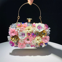 Tendance produits fleur femmes sac de soirée en gros mode élégant fête et mariage dames pochette avec chaîne
