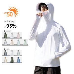Veste de protection solaire pour la pêche, à manches longues, anti-UV, en soie glacée, avec capuche, pour homme, respirante, séchage rapide, légère, vêtements de sport - Product Image 2