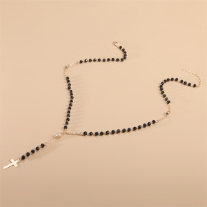 Collar con colgante largo de Cruz para mujer, joyería hecha a mano de iglesia cristiana <span class=keywords><strong>y</strong></span> católica, cuentas de Rosario, regalos de San Valentín - Product Image 4