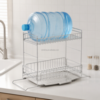 Égouttoir à vaisselle WIREKING en acier inoxydable, double niveau, extensible, à poser sur l'évier, avec porte-assiettes, porte-bols et bac d'égouttage