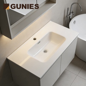 Lavabos de Porcelana de Montaje Superior Directo de Fábrica, Modernos, Blancos, con Borde Delgado, para Mueble de Baño - Product Image 2