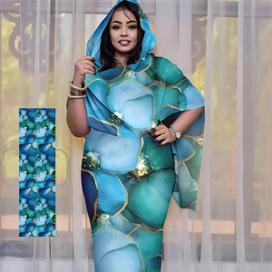Prix d'usine Ensemble de châles longs pour femmes en polyester respirant, à impression numérique ethnique musulmane <span class=keywords><strong>africaine</strong></span> islamique, avec voile japonais et Toub soudanais - Product Image 2