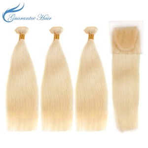 Paquetes de Cabello Rubio 613 al por Mayor, Extensiones de Cabello Humano Virgen Brasileño 613 con Cierre de Encaje HD - Product Image 2