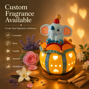 Mini Lampe <span class=keywords><strong>de</strong></span> Chevet Céramique Éléphant Cirque, Projecteur Portable Cœur et Ombre, Petite Figurine Animale pour Enfants, <span class=keywords><strong>Aide</strong></span> au Sommeil - Product Image 1