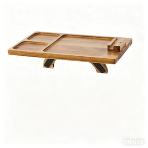 Wooden Sofa Tray Rectangular Snack Plate Solid Wood Living Room Couch Table For Home Use With Phone Stand And Cup Holders - Product Image 2