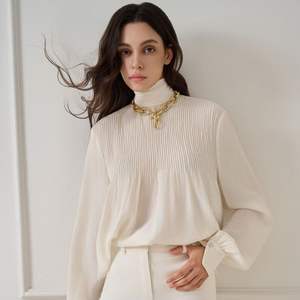 Luxury Shirts Women's Blouses PATRICIA TIE-NECK BLOUSE Front Pleated Detail Casual Women's Clothing From Vietnam Brand - Product Image 4