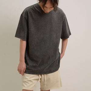 T-shirt Homme Vintage OEM ODM en Coton Pur Lavé 285 Grammes, Col Rond, Respirant, Style Urbain, Batik, Logo Personnalisé - Product Image 3