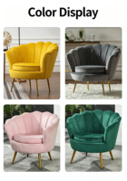 Fauteuil d'appoint en velours, fauteuil moderne de luxe en forme de pétale, fauteuil simple avec pieds en métal doré pour salon, chambre, hôtel