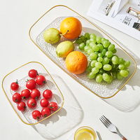 Ensemble de pots de rangement modernes de luxe en plastique PET transparent avec incrustations dorées, écologiques et créatifs, pour la cuisine, les fruits, les desserts, les bonbons et le thé