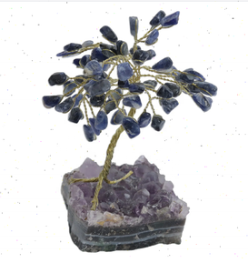 Arbre de vie Sodalite et améthyste naturelle, Sculpture d'arbre en pierre précieuse du brésil, Figurine sculptée, cadeau de décoration artistique pour le soleil - Product Image 3