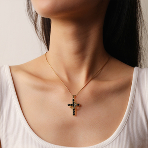 Alla moda di alta qualità religione Amazonite naturale gemma la croce forma <span class=keywords><strong>collana</strong></span> per il partito - Product Image 5