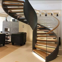 DAIYA – escalier de sécurité avec escalier incurvé, rampe en bois massif, balustrade en acier