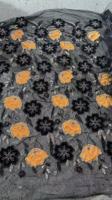 Tissu en dentelle perlée de haute qualité, tissu en dentelle de velours de luxe, tissu en maille de velours bicolore pour vêtements