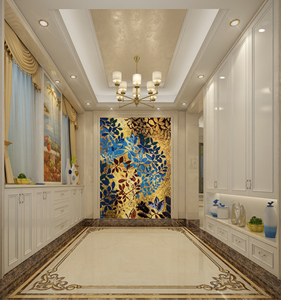 Luxury Gold Glass Tiles Art Wall Mural 3D Porcelain Painting Modern Kitchen & Dining Handmade - Product Image 4