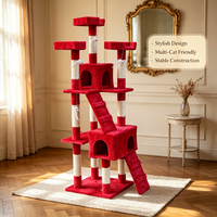 Arbre à chat multi-niveaux beige, poteaux à gratter en sisal, condos et rampes en peluche, jouets suspendus, mobilier de jeu d'intérieur pour chatons