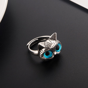 Anillo de Gato Regordete con Ojos Azules, Joyería Unisex con Forma de Animal, Regalo - Product Image 4