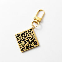 Personalisierter Quadratischer Schlüsselanhänger mit QR-Code Lasergraviertes Logo Name Text Edelstahl Blanko-Schlüsselring Cartoon Wasserdicht