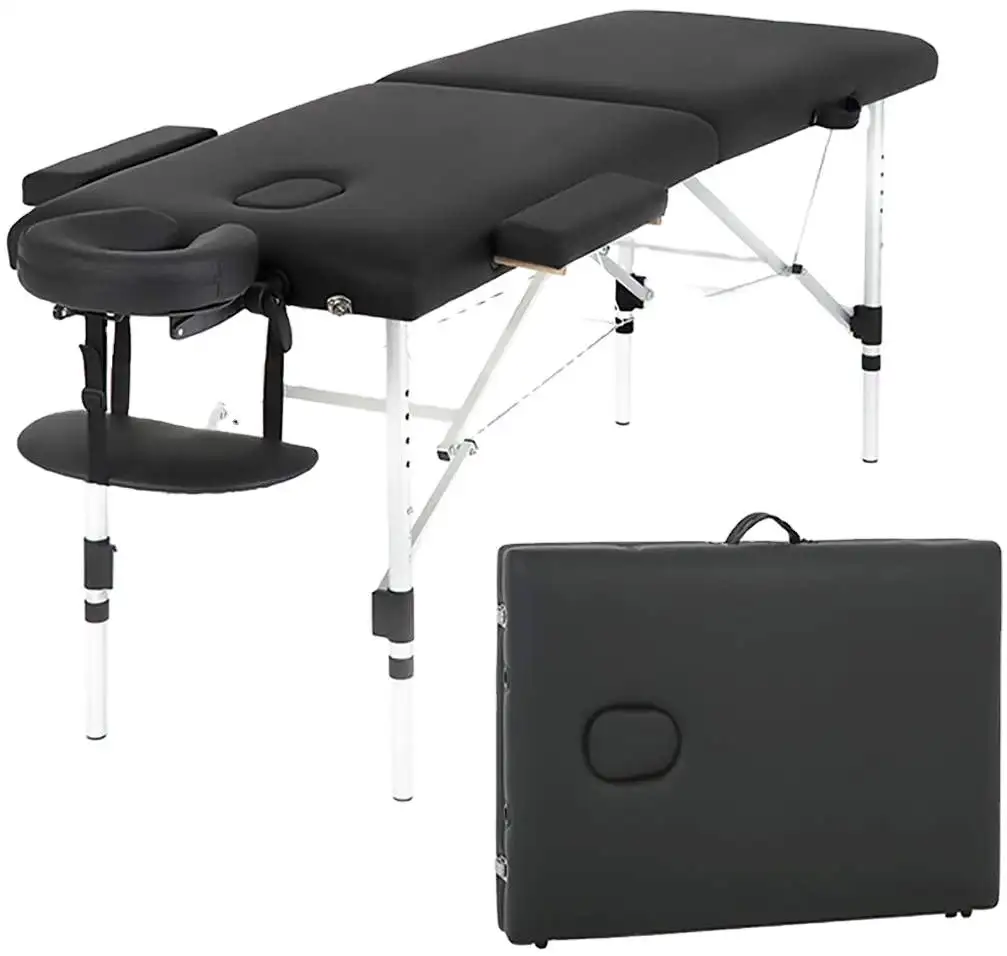 2 섹션 접이식 스파 침대 마사지 테이블 조정 가능한 휴대용 스파 뷰티 침대 보호 마사지 테이블