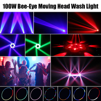 Prix d'usine 100W RGBW LED Bee Eye Moving Head Light Strip Laser Beam Gobo Wash Strobe Bar Party Karaoke Club Disco Lights