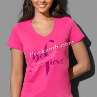 Ruban rose paillettes transfert de chaleur Hotfix sensibilisation au cancer du sein strass motifs conception pour t-shirt