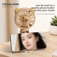 Ventilateur portable électrique en plastique avec design de dessin animé, rechargeable par USB, avec lumière, pour voiture, extérieur, maison, camping-car, hôtel, garage