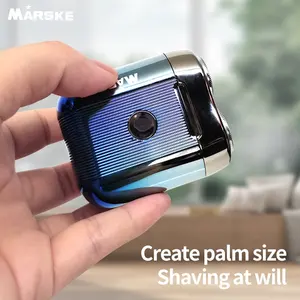מארסקי מיני USB חשמלי נטענת מכונת גילוח לגברים לנסיעות IPX6 עמיד למים 3D מכונת ראש צף סט טיפוח פנים
