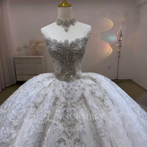 Lsjj136 Scoop-Neck <b>Ball</b> Gown Lace Chapel Train Wedding Dress Ruffles Vestidos De Novia Luxury Novias Official Jancember - Product Image 2