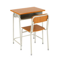 Ensemble de mobilier scolaire jaune, bureau et chaise d'élève avec boîte de rangement en métal pour salle de formation de l'école primaire