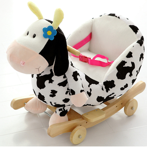 Custom plush stuffed animal <strong>rocking</strong> chair ride on toy Xiyuan with wheels 100% polyester <strong>&</strong> wooden support - Product Image 4
