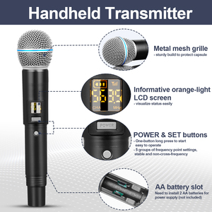 Micro không dây UHF chuyên nghiệp cầm tay 4 kênh Biner R4 mới với micro động dành cho phòng hội nghị - Product Image 2