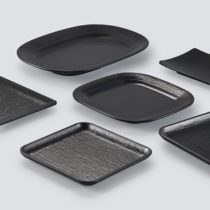 A5 Melamine Rectangular <b>Plate</b> <b>Black</b> Imitation Porcelain Snack <b>Plate</b> For Hotel Party Commercial Use - Product Image 4