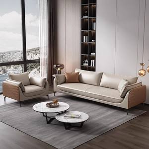 Bureau en cuir canapé simple <span class=keywords><strong>salle</strong></span> <span class=keywords><strong>de</strong></span> <span class=keywords><strong>réception</strong></span> d'affaires trois personnes table basse ensemble 3 + 2 + 1 loisirs peut dormir - Product Image 2