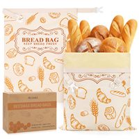 Lot de 2 sacs à pain en cire d'abeille pour pain au levain fait maison, sacs réutilisables en lin biologique avec doublure en coton