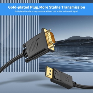 Cabo Adaptador DP para VGA Banhado a Ouro de 1,8M (6 Pés) com Blindagem Trançada e Revestimento em PVC para Monitor, Computador, Laptop, <span class=keywords><strong>TV</strong></span>, DVD Player 1080P - Atacado - Product Image 3