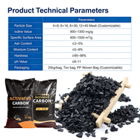 Charbon actif granulaire en coque de noix de coco à faible teneur en cendres 12x30 mesh, directement de l'usine, pour le traitement de l'eau