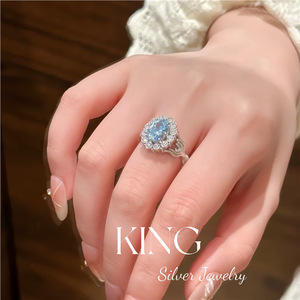 Anillo de Plata de Ley S925 con Diseño de Cola de Sirena Azul Océano, con Incrustaciones de Flores, Anillo Fino para Mujer, Regalo, Joyería King Silver - Product Image 4