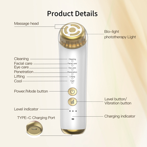 Masajeador Facial Multifuncional 6 en 1, Dispositivo Recargable de Cuidado de la Piel con Enfriamiento para el Rostro, Antiarrugas y Reductor de Poros - Product Image 3