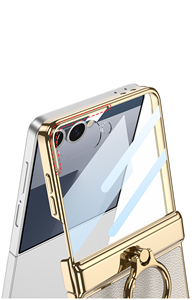 Funda Protectora Magnética con Anillo Metálico para Samsung Galaxy Z Flip 3/4/5/6/7, Funda Plegable de Cuero PU - Product Image 3