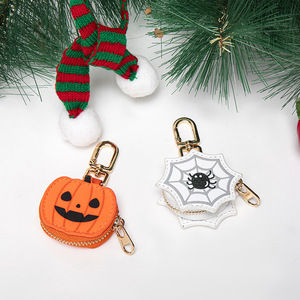 Llavero Monedero de Cuero con Diseño de Calabaza para Mochila, Adorno Decorativo, Regalo de Halloween - Product Image 1