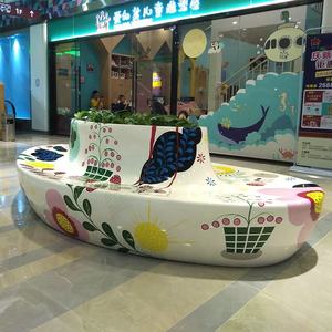 Moderno colorido jardín Seater fibra de vidrio decoración al aire libre resina <span class=keywords><strong>dibujo</strong></span> bancos - Product Image 5