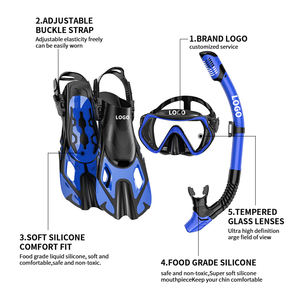 Set de Snorkel Profesional de Silicona para Cara Completa, Máscara de <span class=keywords><strong>Buceo</strong></span> Antivaho e Impermeable con Lente de Vidrio Templado de 3.2mm, Snorkel de Boca Seca - Product Image 2