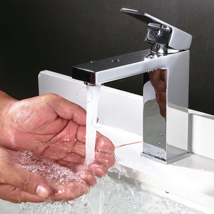 SANIPRO Rubinetto di Lusso Cromato in Acciaio Inox SUS304, Miscelatore Acqua Calda e Fredda, Rubinetteria Quadrata per <span class=keywords><strong>Lavabo</strong></span> <span class=keywords><strong>Bagno</strong></span> - Product Image 2