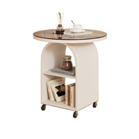 Table d'appoint moderne en métal avec roulettes et plateau en verre trempé, meuble de rangement mobile pour salon, chambre, appartement, bureau