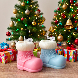 Christmas Snow Boot Shaped Scented <b>Candle</b> <b>Xmas</b> Gift Shooting Prop Decor Ornament Aromatherapy <b>Candle</b> - Product Image 4