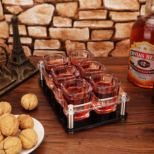Porte-plateau de service en plastique acrylique moderne personnalisé avec 6 verres à liqueur carrés de 2 oz pour <span class=keywords><strong>Jager</strong></span> Bomb - Product Image 6