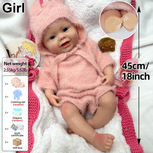 Poupée Reborn Fille de 18 Pouces, Yeux <span class=keywords><strong>Innocents</strong></span>, Membres Souples, Collection d'Artistes, Jouet Poupée - Product Image 3