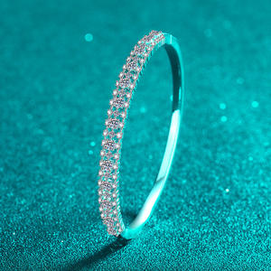 New Design 925 <b>Sterling</b> <b>Silver</b> Round Brilliant Moissanite Stone <b>Bangle</b> <b>Bracelets</b> for Gift - Product Image 4