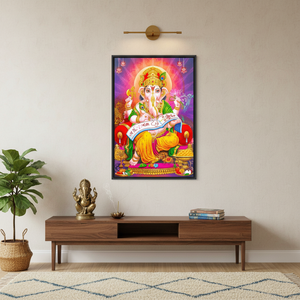 Lord Ganesha Hindu God <b>Art</b> Deco Canvas Print Elegant Indian <b>Wall</b> Hanging Decor Gift Clear <b>Framed</b> Panel - Product Image 3